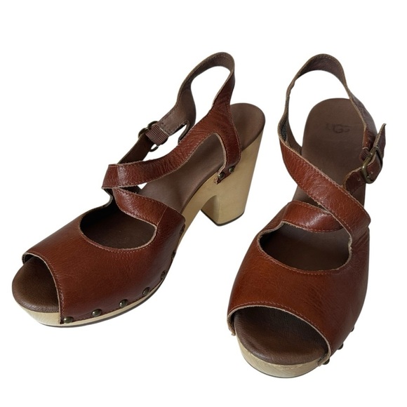 UGG NADIA STRAPPY BOHO WOODEN PLATFORM HEELS SIZE 9 - Picture 12 of 16